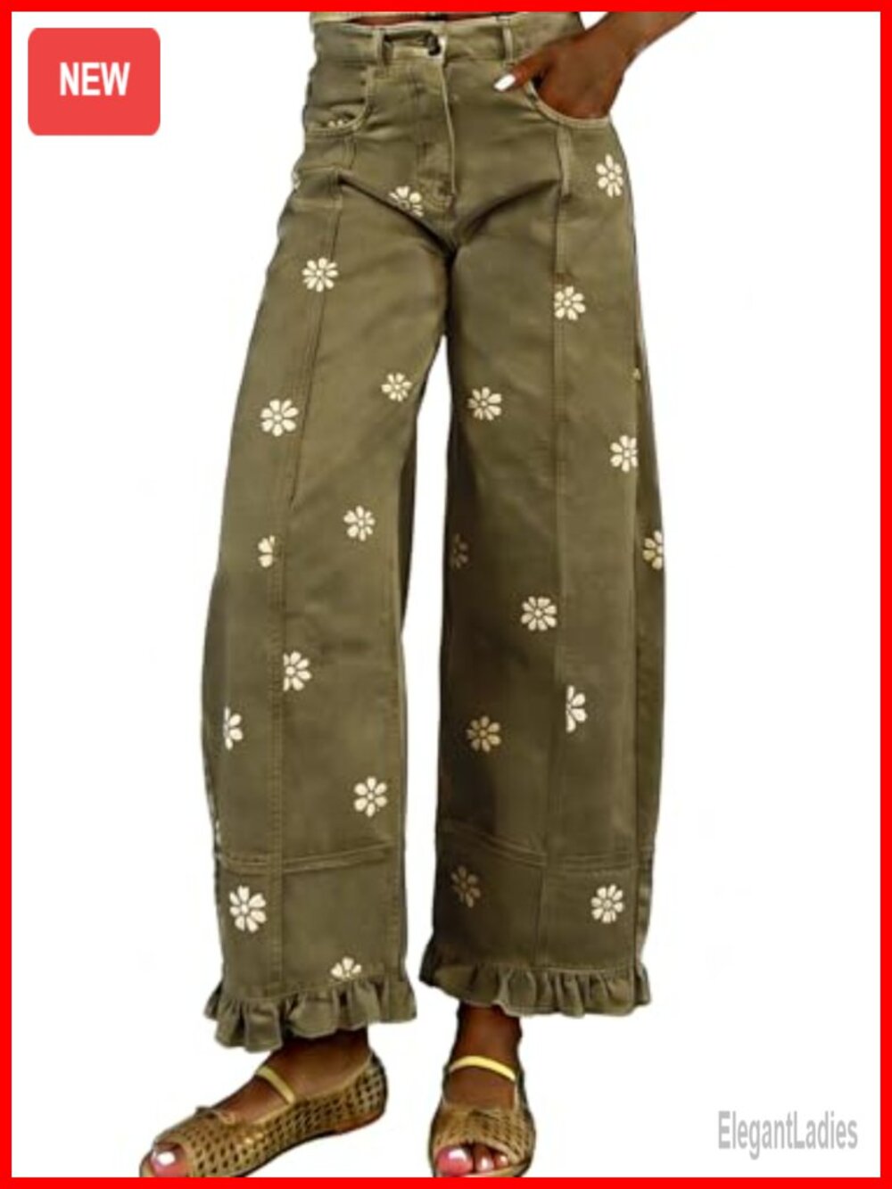Wide Leg Barrel Jeans Y2k Patchwork Floral Denim Pants